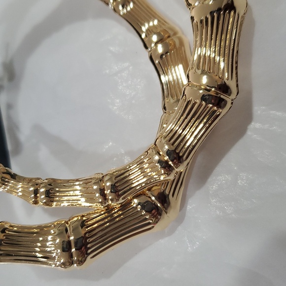 Guess Old School fly girl bamboo style‎ retro oversized hoop earrings new - Picture 4 of 7